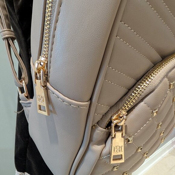 Badgley Mischka Diamond Quilt Studded Backpack Vegan Leather NWT - Picture 6 of 9